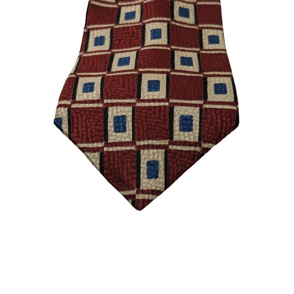 Meeting Street Men's Neck Tie 100% Silk Geometric Abstract Print Multicolor Red - Picture 6 of 6